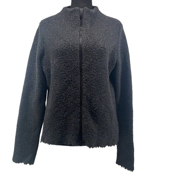 𝅺PETER Mahler zip up sweater gray wool blend career soft blazer jacket sz sm - Picture 1 of 9